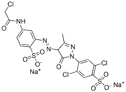 CAS 登录号：72379-42-1， 2,5-二氯-4-[4-[5-[(2-氯乙酰基)氨基]-2-磺酸苯基]偶氮-3-甲基-5-氧代-4H-吡唑-1-基]苯磺酸二钠