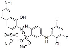 CAS 登录号：72379-43-2， (3E)-6-氨基-3-[[4-[(5-氯-2,6-二氟嘧啶-4-基)氨基]-2-磺酸苯基]亚肼基]-4-氧代萘-2-磺酸二钠