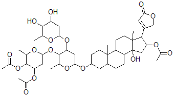 CAS 登录号：7242-09-3， 16beta-(乙酰氧基)-3beta-[[4-O-[4-O-(3-O,4-O-二乙酰基-2,6-二脱氧-beta-D-核-己糖吡喃糖苷)-2,6-二脱氧-beta-D-核-己糖吡喃糖苷]-2,6-二脱氧-beta-D-核-己糖吡喃糖苷]氧基]-14-羟基-5beta-心甾-20(22)-烯内酯