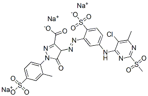 CAS 登录号：72639-25-9， 三钠4-[5-[(5-氯-6-甲基-2-甲基磺酰基嘧啶-4-基)氨基]-2-磺酸苯基]偶氮-1-(2-甲基-4-磺酸苯基)-5-氧代-4H-吡唑-3-羧酸盐