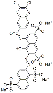 CAS 登录号：72639-31-7， (3Z)-5-[(2,3-二氯喹喔啉-6-羰基)氨基]-3-[(1,5-二磺酸萘-2-基)亚肼基]-4-氧代萘-2,7-二磺酸四钠