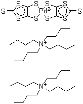 CAS 登录号：72688-90-5， 二(N,N,N-三丁基-1-丁烷铵)二[4,5-二(硫基-kappaS)-1,3-二硫杂环戊烯-2-噻吩基酮(2-)]钯酸盐(2-)