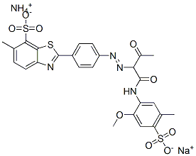 CAS 登录号：72705-24-9， 铵钠2-[4-[1-[(2-甲氧基-5-甲基-4-磺酸苯基)氨基]-1,3-二氧代丁烷-2-基]偶氮苯基]-6-甲基-1,3-苯并噻唑-7-磺酸盐
