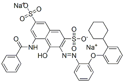 CAS 登录号：72828-83-2， (3Z)-5-(苯甲酰基氨基)-3-[[2-(2-环己基苯氧基)苯基]亚肼基]-4-氧代萘-2,7-二磺酸二钠
