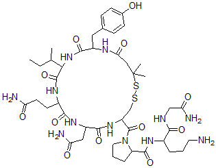 CAS#: 72915-18-5, N-[5-Amino-1-[(2-Amino-2-Oxoethyl)Amino]-1-Oxopentan-2-Yl]-1-[7-(2-Amino-2-Oxoethyl)-10-(3-Amino-3-Oxopropyl)-13-Butan-2-Yl-16-[(4-Hydroxyphenyl)Methyl]-20,20-Dimethyl-6,9,12,15,18-Pentaoxo1,2-Dithia-5,8,11,14,17-Pentazacycloicosane-4-Carbonyl]Pyrrolidine-2-Carboxamide