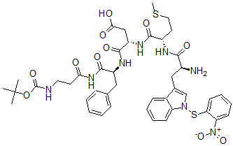CAS 登录号：72957-43-8， (3S)-3-[[(2S)-2-[[(2S)-2-氨基-3-[1-(2-硝基苯基)硫基吲哚-3-基]丙酰]氨基]-4-甲硫基丁酰基]氨基]-4-[[(2S)-1-[3-[(2-甲基丙烷-2-基)氧基羰基氨基]丙酰氨基]-1-氧代-3-苯基丙烷-2-基]氨基]-4-氧代丁酸