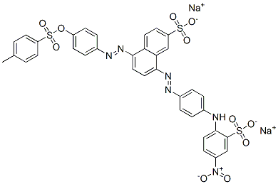 CAS 登录号：72968-80-0， 5-[4-(4-甲基苯基)磺酰基氧基苯基]偶氮-8-[4-[(4-硝基-2-磺酸苯基)氨基]苯基]偶氮萘-2-磺酸二钠