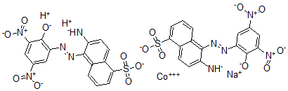 CAS 登录号：73297-10-6， 二氢二(6-(氨基)-5-((2-(羟基)-3,5-二硝基苯基)偶氮)-1-萘磺酸)-钴酸钠
