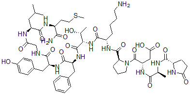 CAS 登录号：73572-30-2， (3S)-4-[(2S)-2-[[(2S)-6-氨基-1-[[(2S,3R)-1-[[(2S)-1-[[(2S)-1-[[2-[[(2S)-1-[[(2S)-1-氨基-4-甲硫基-1-氧代丁烷-2-基]氨基]-4-甲基-1-氧代戊烷-2-基]氨基]-2-氧代乙基]氨基]-3-(4-羟基苯基)-1-氧代丙烷-2-基]氨基]-1-氧代-3-苯基丙烷-2-基]氨基]-3-羟基-1-氧代丁烷-2-基]氨基]-1-氧代己烷-2-基]氨基甲酰]吡咯烷-1-基]-4-氧代-3-[[(2S)-2-[[(2S)-5-氧代吡咯烷-2-羰基]氨基]丙酰]氨基]丁酸