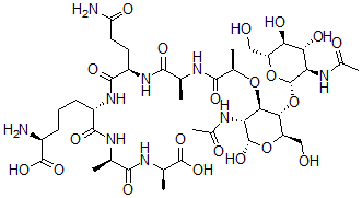 CAS#: 73715-37-4, (2S,6S)-6-[[(2R)-2-[[(2S)-2-[[(2R)-2-[(2S,3R,4R,5S,6R)-3-Acetamido-5-[(2S,3R,4R,5S,6R)-3-Acetamido-4,5-Dihydroxy-6-(Hydroxymethyl)Oxan-2-Yl]Oxy-2-Hydroxy-6-(Hydroxymethyl)Oxan-4-Yl]Oxypropanoyl]Amino]Propanoyl]Amino]-5-Amino-5-Oxopentanoyl]Amino]-2-Amino-7-[[(2R)-1-[[(2R)-1-Hydroxy-1-Oxopropan-2-Yl]Amino]-1-Oxopropan-2-Yl]Amino]-7-Oxoheptanoic Acid