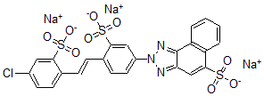 CAS 登录号：73926-93-9， 2-[4-[(E)-2-(4-氯-2-磺酸苯基)乙烯基]-3-磺酸苯基]苯并[g]苯并三唑-5-磺酸三钠