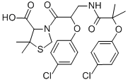 CAS 登录号：74007-99-1， 3-[2-(4-氯苯氧基)-3-[[2-(4-氯苯氧基)-2-甲基丙烷酰基]氨基]丙酰]-5,5-二甲基-1,3-噻唑烷-4-羧酸