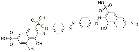 CAS 登录号：74499-66-4， (3E)-5-氨基-3-[[4-[4-[(2E)-2-(6-氨基-1-氧代-3-磺基萘-2-亚基)肼基]苯基]偶氮苯基]亚肼基]-4-氧代萘-2,7-二磺酸