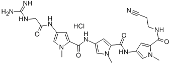 CAS 登录号：74671-14-0， N-[5-(2-氰基乙基氨基甲酰)-1-甲基吡咯-3-基]-4-[[4-[[2-(二氨基亚甲基氨基)乙酰基]氨基]-1-甲基吡咯-2-羰基]氨基]-1-甲基吡咯-2-甲酰胺盐酸盐