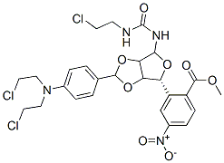 CAS 登录号:74692-68-5, 1-(2,3-O-(对(二(2-氯乙基)氨基)亚苄基)-D-呋喃核糖-2-基)-3-(2氯乙基)-脲5'-(对硝基苯甲酸酯)