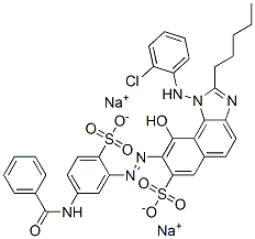 CAS 登录号：75268-67-6， (8Z)-8-[[5-(苯甲酰基氨基)-2-磺酸苯基]亚肼基]-1-[(2-氯苯基)氨基]-9-氧代-2-戊基苯并[g]苯并咪唑-7-磺酸二钠