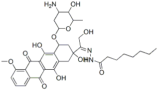 CAS 登录号：75301-02-9， N-[[1-[4-(4-氨基-5-羟基-6-甲基四氢吡喃-2-基)氧基-2,5,12-三羟基-7-甲氧基-6,11-二氧代-3,4-二氢-1H-并四苯-2-基]-2-羟基乙亚基]氨基]辛酰胺