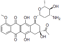 CAS 登录号：75444-29-0， (7S,9S)-9-乙酰基-7-[(2R,4R,5S,6R)-4-氨基-5-羟基-6-甲基四氢吡喃-2-基]氧基-6,9,11-三羟基-4-甲氧基-8,10-二氢-7H-并四苯-5,12-二酮