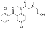 CAS 登录号：75615-91-7， N-[4-氯-2-(2-氯苯甲酰基)苯基]-2-(2-羟基乙基-甲基氨基)-N-甲基乙酰胺