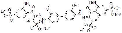 CAS 登录号：75659-73-3， 3,3'-[(3,3'-二甲氧基[1,1'-联苯]-4,4'-二基)二(偶氮)]二[5-氨基-4-羟基-2,7-萘二磺酸二锂二钠盐
