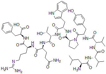 CAS#: 75808-66-1, (2S)-2-[[(2S)-2-[[(2S)-5-Amino-2-[[(2S,3R)-2-[[(2S)-2-[[(2S)-1-[(2S)-2-[[(2S)-2-[[(2S)-2-[[(2S)-2-Amino-4-Methylpentanoyl]Amino]-3-Methylbutanoyl]Amino]-3-Methylbutanoyl]Amino]-3-(4-Hydroxyphenyl)Propanoyl]Pyrrolidine-2-Carbonyl]Amino]-3-(1H-Indol-3-Yl)Propanoyl]Amino]-3-Hydroxybutanoyl]Amino]-5-Oxopentanoyl]Amino]-5-(Diaminomethylideneamino)Pentanoyl]Amino]-3-Phenylpropanoic Acid