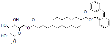 CAS 登录号：76282-99-0， 蒽-9-基[(2R,3S,4S,5R,6S)-3,4,5-三羟基-6-甲氧基四氢吡喃-2-基]甲基2-己基十三烷二酸酯