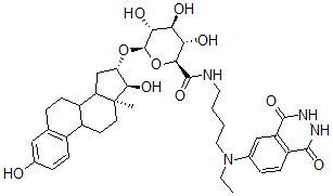 CAS#: 76648-58-3, (2S,3S,4S,5R,6R)-6-[[(13S,16S,17S)-3,17-Dihydroxy-13-Methyl-6,7,8,9,11,12,14,15,16,17-Decahydrocyclopenta[a]Phenanthren-16-Yl]Oxy]-N-[4-[(1,4-Dioxo-2,3-Dihydrophthalazin-6-Yl)-Ethylamino]Butyl]-3,4,5-Trihydroxyoxane-2-Carboxamide