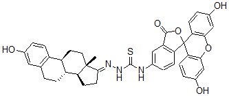 CAS 登录号：76841-57-1， 3-(3',6'-二羟基-3-氧代螺[2-苯并呋喃-1,9'-氧杂蒽]-5-基)-1-[[(8R,9S,13S,14S)-3-羟基-13-甲基-7,8,9,11,12,14,15,16-八氢-6H-环戊并[a]菲-17-亚基]氨基]硫脲
