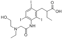 CAS#: 76975-06-9, 2-[[3-[[2-(Ethyl-(2-Hydroxyethyl)Amino)Acetyl]Amino]-2,4,6-Triiodophenyl]Methyl]Butanoic Acid