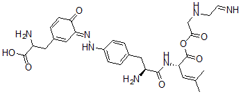 CAS 登录号：76995-89-6， 2-氨基-3-[(3E)-3-[[4-[(2S)-2-氨基-3-[[(2S)-1-[2-(2-亚氨基乙基氨基)乙酰基]氧基-4-甲基-1-氧代戊-3-烯-2-基]氨基]-3-氧代丙基]苯基]亚肼基]-4-氧代-1-环己-1,5-二烯基]丙酸