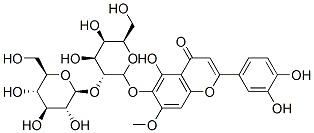 CAS 登录号：77139-23-2， 6-[(2S,3R,4S,5S,6R)-4,5-二羟基-6-(羟基甲基)-3-[(2S,3R,4S,5R,6R)-3,4,5-三羟基-6-(羟基甲基)四氢吡喃-2-基]氧基四氢吡喃-2-基]氧基-2-(3,4-二羟基苯基)-5-羟基-7-甲氧基苯并吡喃-4-酮