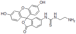 CAS 登录号：77228-87-6， 3-(2-氨基乙基)-1-(3',6'-二羟基-1-氧代螺[2-苯并呋喃-3,9'-氧杂蒽]-5-基)硫脲