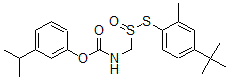 CAS 登录号：77248-47-6， (3-丙-2-基苯基)N-[(4-叔丁基-2-甲基苯基)硫基亚磺酰甲基]氨基甲酸酯