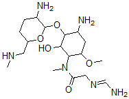 CAS 登录号：77312-55-1， N-[4-氨基-3-[3-氨基-6-(甲基氨基甲基)四氢吡喃-2-基]氧基-2-羟基-6-甲氧基环己基]-2-(氨基亚甲基氨基)-N-甲基乙酰胺