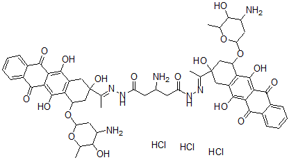 CAS#: 77313-12-3, 3-Amino-N,N'-Bis[1-[4-(4-Amino-5-Hydroxy-6-Methyloxan-2-Yl)Oxy-2,5,12-Trihydroxy-6,11-Dioxo-3,4-Dihydro-1H-Tetracen-2-Yl]Ethylideneamino]Pentanediamide Trihydrochloride