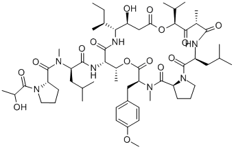 CAS 登录号：77327-05-0， (2S)-N-[(2R)-1-[[(3S,6S,8S,12S,13R,16S,17R,20S,23S)-13-[(2S)-丁烷-2-基]-12-羟基-20-[(4-甲氧基苯基)甲基]-6,17,21-三甲基-3-(2-甲基丙基)-2,5,7,10,15,19,22-七氧代-8-丙-2-基-9,18-二氧杂-1,4,14,21-四氮杂双环[21.3.0]二十六烷-16-基]氨基]-4-甲基-1-氧代戊烷-2-基]-1-[(2S)-2-羟基丙酰基]-N-甲基吡咯烷-2-甲酰胺