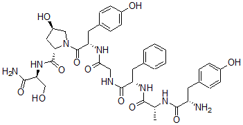 CAS 登录号：77614-17-6， (2S,4R)-N-[(2S)-1-氨基-3-羟基-1-氧代丙烷-2-基]-1-[(2S)-2-[[2-[[(2S)-2-[[(2R)-2-[[(2S)-2-氨基-3-(4-羟基苯基)丙酰]氨基]丙酰]氨基]-3-苯基丙酰基]氨基]乙酰基]氨基]-3-(4-羟基苯基)丙酰]-4-羟基吡咯烷-2-甲酰胺