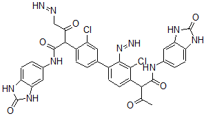 CAS 登录号：78245-94-0， 2-[2-氯-4-[3-氯-4-[1,3-二氧代-1-[(2-氧代-1,3-二氢苯并咪唑-5-基)氨基]丁烷-2-基]偶氮苯基]苯基]偶氮-3-氧代-N-(2-氧代-1,3-二氢苯并咪唑-5-基)丁酰胺
