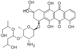 CAS 登录号：78366-46-8， 7-[4-氨基-5-[3-羟基-1-(1-羟基丙-2-基氧基)丁氧基]-6-甲基四氢吡喃-2-基]氧基-4,6,9,11-四羟基-9-(1-羟基乙基)-8,10-二氢-7H-并四苯-5,12-二酮