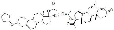 CAS#: 79030-51-6, 17-(Acetyloxy)-6-methyl-Pregna-4,6-diene-3,20-dione mixt. with (17alpha)-3-(cyclopentyloxy)-19-norpregna-3,5-dien-20-yn-17-yl acetate