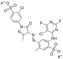 CAS#: 79135-93-6, Dipotassium 2-[(5-Chloro-2,6-Difluoropyrimidin-4-Yl)Amino]-4-[[1-(3-Chloro-4-Sulfonatophenyl)-3-Methyl-5-Oxo-4H-Pyrazol-4-Yl]Diazenyl]-5-Methylbenzenesulfonate