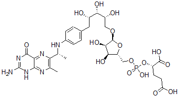 CAS 登录号：79484-89-2， (2S)-2-[[(2R,3S,4R,5S)-5-[(2R,3S,4S)-5-[4-[[(1R)-1-(2-氨基-7-甲基-4-氧代-1H-蝶啶-6-基)乙基]氨基]苯基]-2,3,4-三羟基戊氧基]-3,4-二羟基四氢呋喃-2-基]甲氧基-羟基磷酰]氧基戊二酸