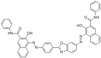 CAS 登录号：79832-56-7， (4Z)-3-氧代-4-[[2-[4-[(2Z)-2-[2-氧代-3-(苯基氨基甲酰)萘-1-亚基]肼基]苯基]-1,3-苯并恶唑-6-基]亚肼基]-N-苯基萘-2-甲酰胺