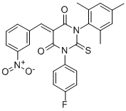 CAS#: 79838-97-4, (5E)-1-(4-Fluorophenyl)-5-[(3-Nitrophenyl)Methylidene]-2-Sulfanylidene-3-(2,4,6-Trimethylphenyl)-1,3-Diazinane-4,6-Dione