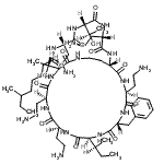 CAS 登录号：80469-10-9， N-[(2S)-4-氨基-1-{[(2S,3R)-1-{[(2S)-4-氨基-1-氧代-1-({(3S,6S,9S,12S,15R,18S,21S)-6,9,18-三(2-氨基乙基)-15-苄基-12-[(2S)-2-丁炔基]-3-[(1R)-1-羟基乙基]-2,5,8,11,14,17,20-七氧代-1,4,7,10,13,16,19-七氮杂环二十三烷-21-基}氨基)-2-丁炔基]氨基}-3-羟基-1-氧代-2-丁炔基]氨基}-1-氧代-2-丁炔基]-6-甲基辛烷酰胺