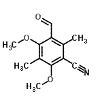 CAS 登录号：807628-69-9， 3-甲酰基-4,6-二甲氧基-2,5-二甲基苯甲腈