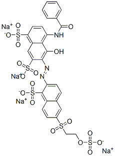 CAS 登录号：82199-13-1， 4-(苯甲酰基氨基)-5-羟基-6-[[1-磺酸基-6-[[2-(磺酸基氧基)乙基]磺酰基]-2-萘基]偶氮]萘-1,7-二磺酸四钠
