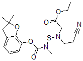 CAS 登录号：82560-39-2， 2-[2-氰基乙基-[(2,2-二甲基-3H-苯并呋喃-7-基)氧羰基-甲基-氨基]巯基-氨基]乙酸乙酯