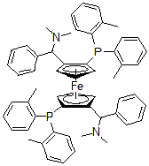 CAS 登录号：831226-37-0， (alphaR,alphaR)-1,1'-二[alpha-(二甲基氨基)苄基]-(S,S)-2,2'-二[二(2-甲基苯基)膦基]二茂铁