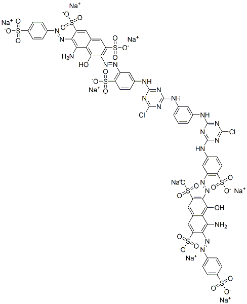CAS#: 83137-18-2, Octasodium 3,3'-[1,3-Phenylenebis[Imino(6-Chloro-1,3,5-Triazine-4,2-Diyl)Imino(6-Sulphonato-3,1-Phenylene)Azo]]Bis[5-Amino-4-Hydroxy-6-[(4-Sulphonatophenyl)Azo]Naphthalene-2,7-Disulphonate]